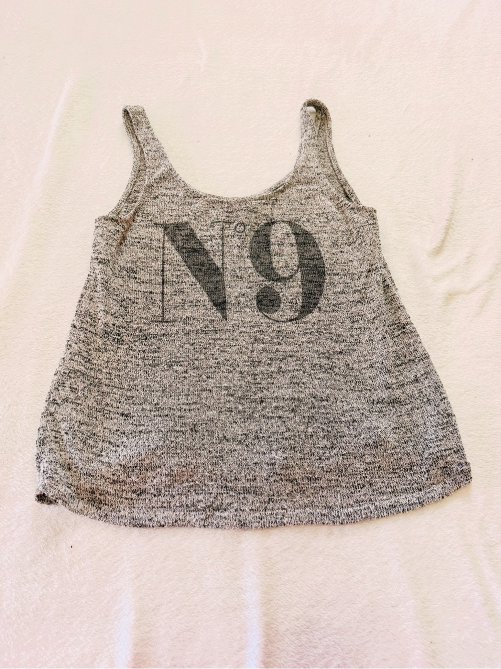 H&M Gray Marled Tank Top with N9 Print